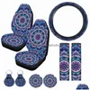 Car Seat Covers Ers 9 Pieces Sunflower Accessories Kit Include 2 Front Steering Wheel Er Piece Drop Delivery Mobiles Motorcycles Inte Dh41V
