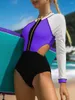 Kvinnors badkläder Bikinis Set One Piece Surfing Swimsuit For Women Sexig Swimming Patchwork Långärmad bad