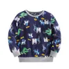 T-shirty skoki mierniki przybycia polaru chłopcy dziewczęta bluzy Dragons Drukuj urocza zimowa jesień 2-7t Baby poliester z kapturem koszulki dzieci 230427