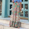 Skirts 2023 Boho Vintage Print Long Summer Casual Arts Style Loose Aline Elastic High Waist Holiday Beach Female XL 230426