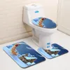Covers 3pcs Set Bathroom Mat Set Christmas Toilet Seat Cover Antislip Rugs Water Absorption Doormats Home Decoration Carpet