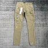 Kobiety S Jeans High Street Flare Mant Hip Hop ręcznie robiony atrament Big Pocket Cotton Pants 231127