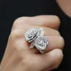 Huitan Gorgeous Brilliant Zirconia Ring Lady Party Jewelry with Utsquisite Design Fashion Chic Rose Shape Finger Accessories Gift 231127