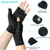 Support de poignet 1 paire de gants noirs d'arthrite de Compression pour femmes hommes soulagement de la douleur articulaire demi-doigt thérapie anti-dérapant