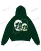 Men's Hoodies Sweatshirts New Green Back Size Skull Head Printed Sweater Letter Hoodie High Quality Cotton Casual y2k Loose Sweater Men's and Women's Top T231127