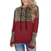 Felpe con cappuccio da donna Pullover con toppa leopardata a maniche lunghe da donna Felpa con cappuccio allentata con cappuccio Felpa con cappuccio da donna Moda casual