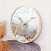 Relógios de parede simples folha folha de madeira macho espelho relógio sala de estar criativa luz de luxo decoração