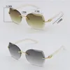 New Designer Rimless Diamond cut Lens Sunglasses Luxury Aztec Arms Sunglasses Male and Female metal frame Eyeglasses Plank Metal Men Cat Eye Sunglasses