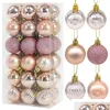 Juldekorationer 36st Rose Gold Plastic Balls Ornament 4cm Hang Pendant Ball Indoor Year Xmas Tree Decor Home Decoration 22091 DHW7C