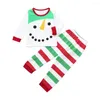 의류 세트 아이 여자 아기 소년 눈사람 티셔츠 줄무늬 바지 크리스마스 옷 세트 스웨트 셔츠와 스웨트 팬츠