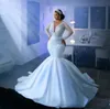 Abito da sposa africano con perline bianche Regina Sirena Abiti da fidanzamento stile Aso Ebi sexy Speciale Ocn Robe De Soree 322