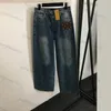 Jeans da donna di design Pantaloni di jeans dritti con stampa classica Pantaloni jeans larghi alla moda a vita alta