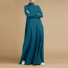 Abbigliamento etnico Abito musulmano vintage Donna Medio Oriente Abaya Hijab Abiti di tacchino verde a maniche lunghe di lusso per ragazza elegante