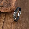 Braccialetti con ciondoli MKENDN Vikings Style 16 Strand Bracciale in pelle intrecciata per uomo Triangolo Vegvisir Amuleto Scandinavo Ouroboros Gioielli