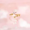 Anéis de banda anéis de borboleta requintada anéis de abertura de flores para mulheres meninas de duas camadas Crystal zircon jóias de noivado de casamento feminino AA230426