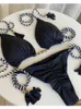 여자 수영복 Ruotongsept Swimwear Thong Bikini Set 2022 New Blue Swimsuits 여자 섹시한 목욕복 비키니 삼각형 붕대 여성 비치웨어 P230426