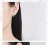Stud Earrings Fashion Cubic Zirconia U Shaped Hoop Earring Ear Buckle Piercing Huggies For Women Blue Crysyal Paved Geometric