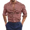 Chemises décontractées pour hommes Party T Dress Up Shirt Mens imprimé à manches longues boutonné col gris / vert / violet / rose S XL
