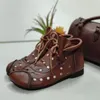 أحذية الصيف الصيفية Retro Women's 823 Cowwhide 2024 Hollow Leather Shoes 426