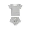 Clothing Sets 1pcs Custom Label Summer Newborn Infant Boys Girls Short Sleeve Stripe Top 100%cotton Baby Clothes