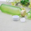 Storage Bottles 150ml Frosted Green Glass Bottle White/wood Shape Lid Plastic Stopper Water Toner/lotion/emulsion Toner Essence Cosmetic