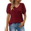 Magliette da donna Donne femminile Swiss-dot Mesh Sfumo T-shirt Shirt Casual Summer V-Neck Rack Solid Sollite Fit Tunic Tops Tunic