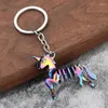 Keychains Colorful Skeleton Dinosaur Halloween Horror Keychain Horse Fashion Trendy Bag Accessories Tiny Personalized