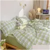 Beddengoedsets Nordic dekbedovertrek en laken 220X240 Quilt Fashion 150X200 Luxe set Zacht geruit beddengoed 230213 Drop Delivery Home Ga Dhtzg