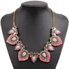 Kedjor Chunky Crystal Flower Pendant Halsband för kvinnor Big Long Chain Statement Bead Rhinestone Choker smycken Tillbehör