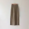 Jupes Deeptown longue jupe tricotée femmes 90s Vintage taille élastique moulante mode coréenne Midi avec fente automne décontracté Femeal