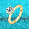 Bague solitaire Smyoue plaqué or 18 carats 1ct bague pour femme étincelant classique promesse de mariage bande 925 bijoux en argent sterling 3 couleurs 230426