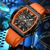 Wristwatches LIGE Men Watch Luxury Quartz Watches Silicone Strap Sport Chronograph Rectangular Men's Wristwatch Waterproof Luminous