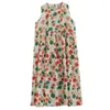 Casual jurken zomer O-hals mouwloos print mode vakantie strand voor vrouwen losse tankjurk gewaad dames elegante kleding