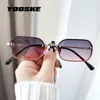 Sunglasses YOOSKE Small Frame Women 2023 Brand Designer For Female Metal Oval Sunglass Retro UV Protection