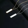 Cadenas Barra vertical Piedra natural Rectángulo Delicado Minimalista Geométrico Blanco Mármol Collar Joyería Encanto para las mujeres