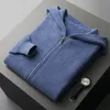 Men's Sweaters Thickened Hoodie 100 Wool Zipper Cardigan Yuanbao Needle Sweater Autumn and Winter Warm Top Fashion Coat Casual 231127