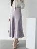 Skirts Solid Satin For Women High Waisted 2023 A-Line Elegant Summer Midi Skirt Korean Style Bottom