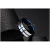 Band Rings Blue Color Fashion Simple Mens Tungsten Steel Cross Ring Smyckesgåva för män pojkar J030279Z Drop Delivery Dhmyz