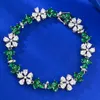 Trendy Blume Smaragd Diamant Armreif 100% Echt 925 Sterling silber Hochzeit Armbänder Für Frauen Männer Engagement Schmuck