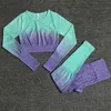Yoga Outfit 2/3/5PCS Seamless Women Yoga Set Workout Sportswear Gym Clothing Fitness Long Sleeve Crop Top High Waist Leggings Sports Suits good P230504