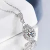 Colliers LORIELE 100 Collier réel pour femmes VVS Coupe ronde Diamant Pendentif Petite amie Bijoux S925 Sterling Silver Gra 231127