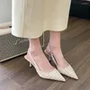 Sapatos de vestido para mulheres 2023 verão moda estilingue sandálias femininas sexy dedo apontado salto alto senhoras elegantes zapatos