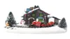 Cor criativa luzes led natal pequeno trem vila casa luminosa paisagem neve estatuetas resina ornamento de mesa 2111054961881