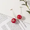 Ear Cuff Cute Simulation Red Cherry earrings Sweet Resin For Women Girl Student Fruit 1Pair Earring Gift 230426