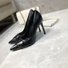 Elbise ayakkabıları kadın sığ katı toka kapalı topuk footware kariyer seksi akşam yemeği yüksek topuklu pompalar sivri ayak parmağı ince