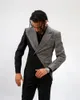 Ternos masculinos emendadosluxury blazer calças 2 peças homens um botão pico lapela xadrez listras formal baile de formatura trabalho desgaste casamento noivo sob medida