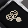 With BOX High-end designers pins accessories heart design diamond simple letter brooch anti-glitter pins corsage