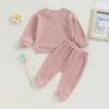 Kleidungssets 2023 Herbst Baby Junge Mädchen Kleidung Set Neugeborenen Waffel Herbst Outfits Langarm Einfarbig Casual Sweatshirt Hose Kleidung R231127