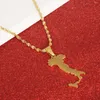 Colares pendentes mapa de aço inoxidável de jóias da cadeia italiana de colar da Itália