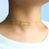 100 925 Sterling Silver Short Chain Chocker Double Chain Link Bar 18K Gold Plated Elegant Choker Halsband8203262